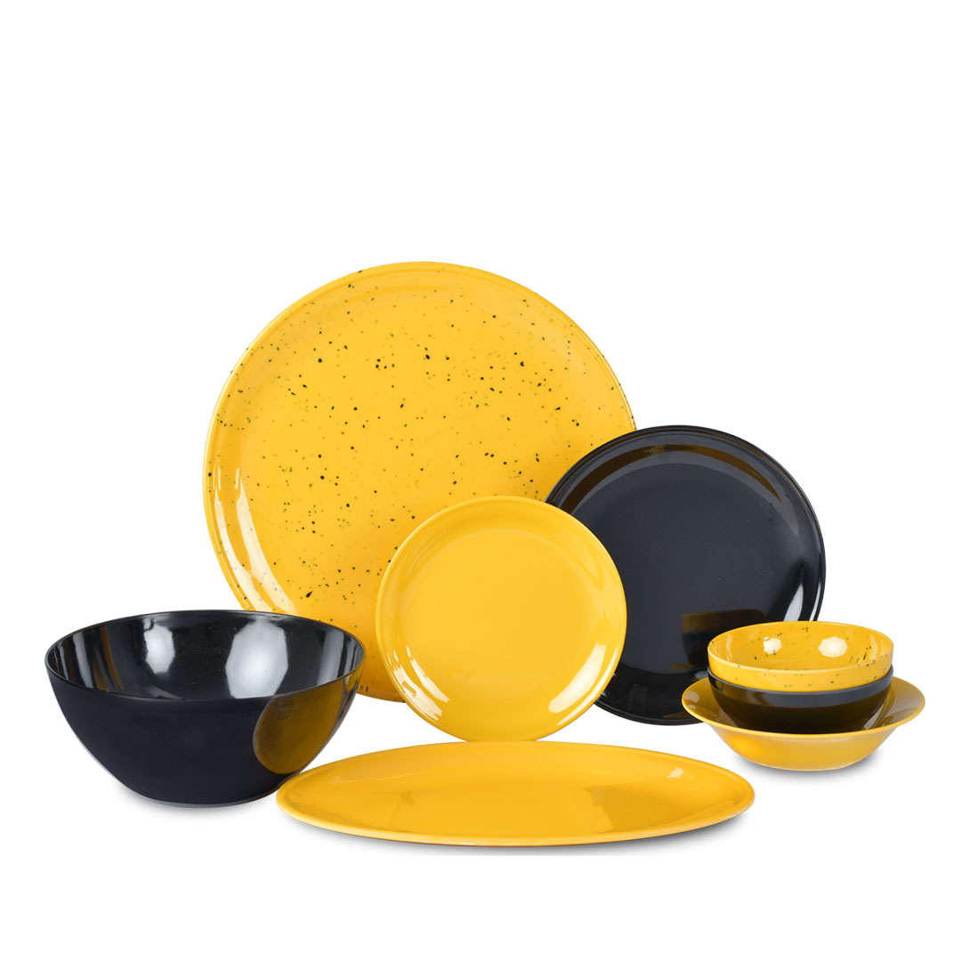  طقم عشاء ميلامين انسباير- 27 ق مدور اصفر/اصفر