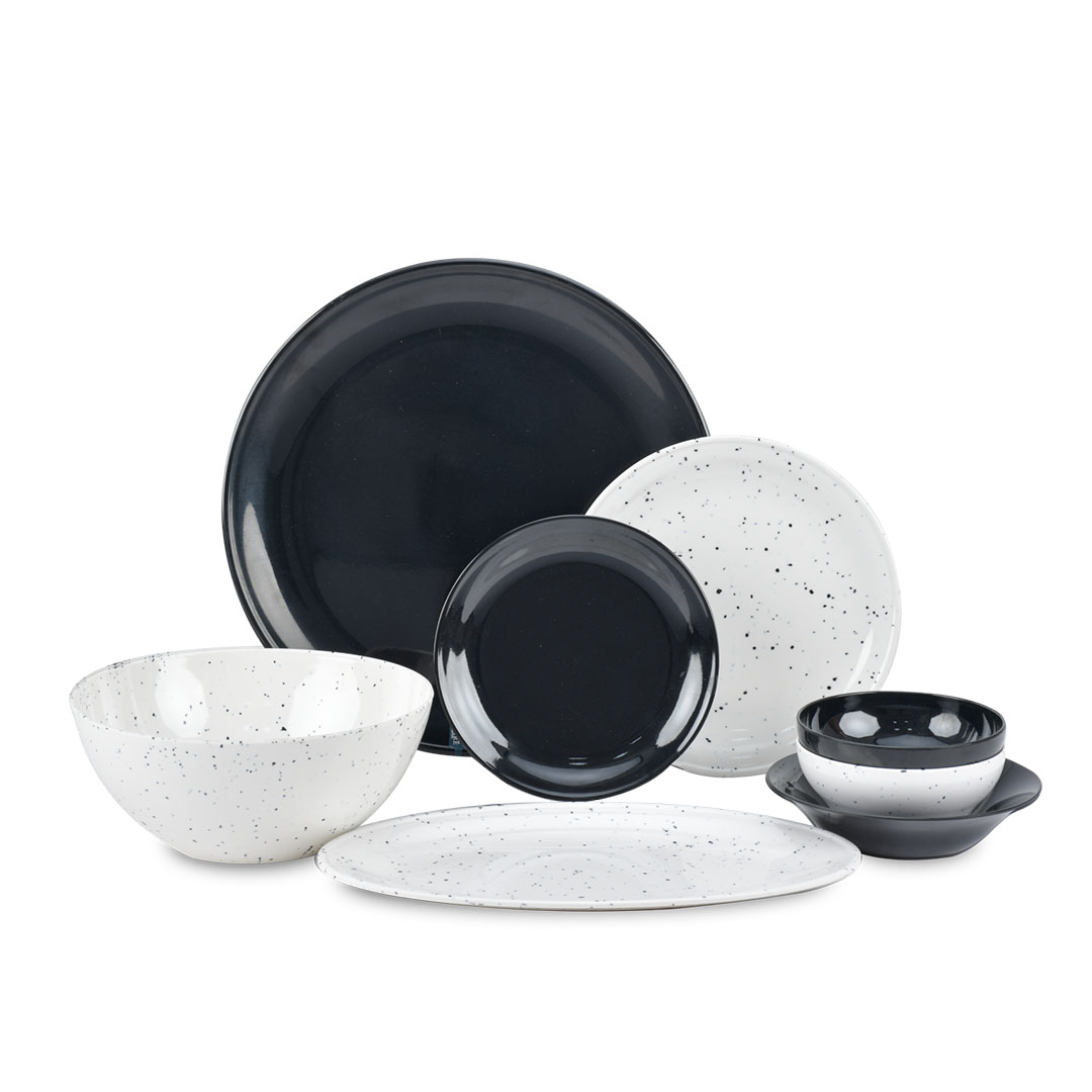 طقم عشاء ميلامين انسباير - 27 ق-اوف وايت/اسود