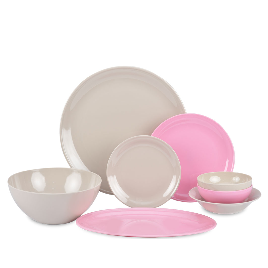  طقم عشاء ميلامين انسباير -27 ق - روز/كريمي