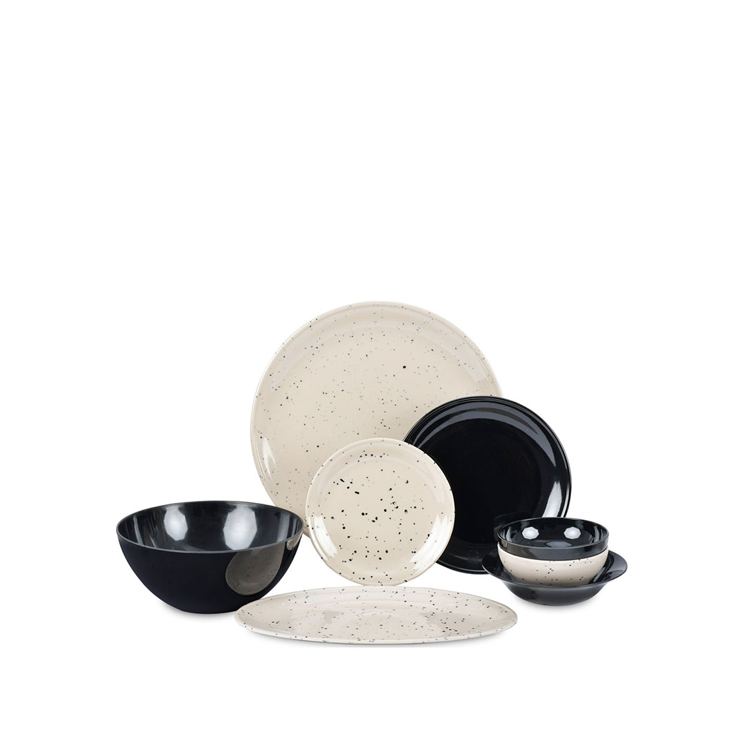 طقم عشاء ميلامين انسباير -27 ق - كريمي/اسود