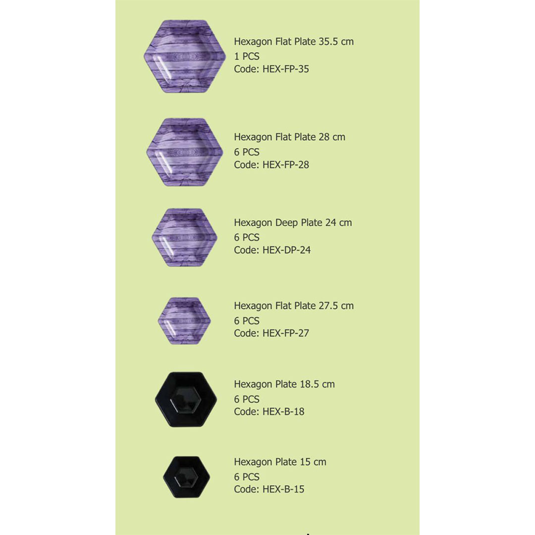 طقم عشاء ميلامين هيكسا 31 ق - خشبي موف * أسود