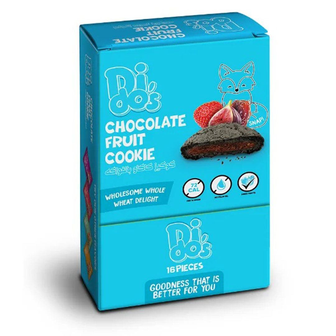 كوكيز كاكاو محشو بالتمر تين مجفف و مربي الفراولة - 16 قطعة