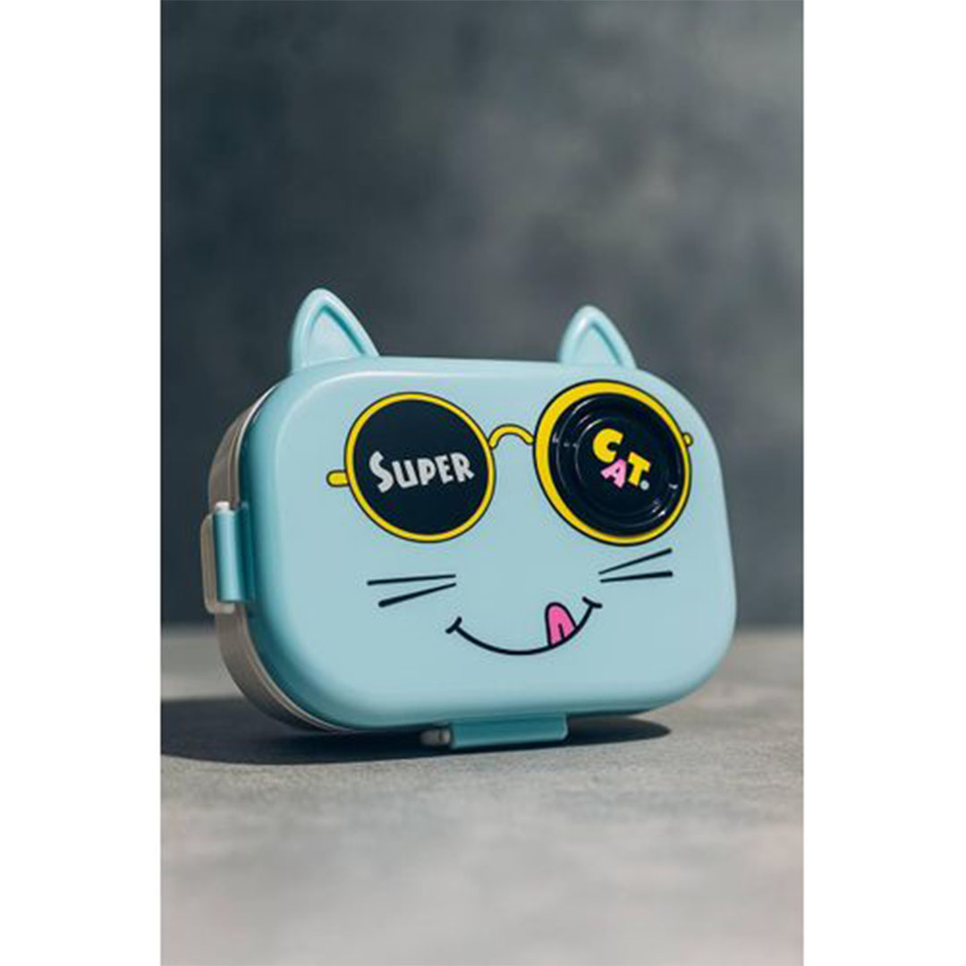 لانش بوكس للأطفال شكل قط - لبني - 1000 مل