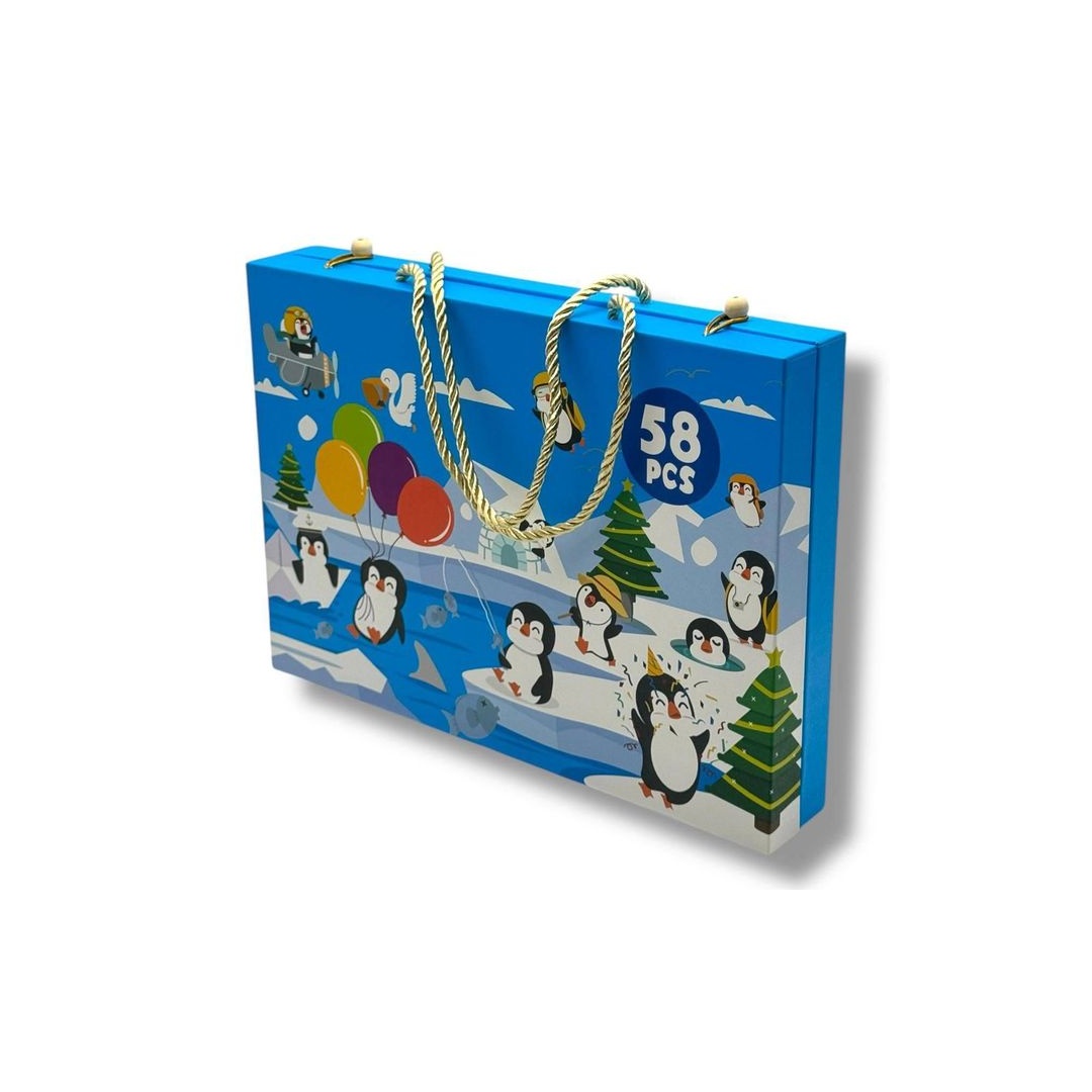 مجموعة تلوين فنية للأطفال - 58 قطعة - أزرق