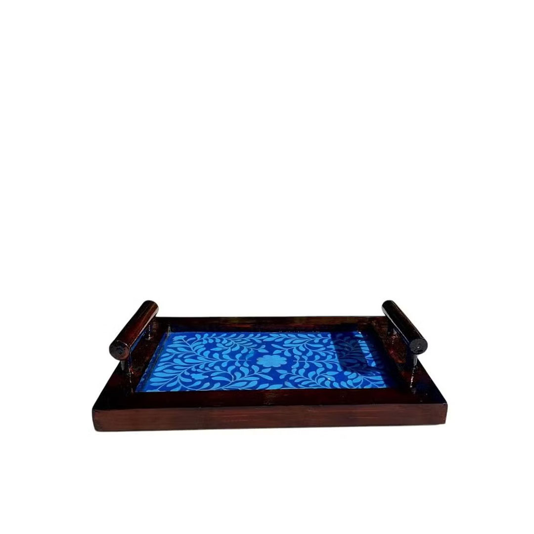 صينية خشبية مطعمه بالصدف - 30*25 سم