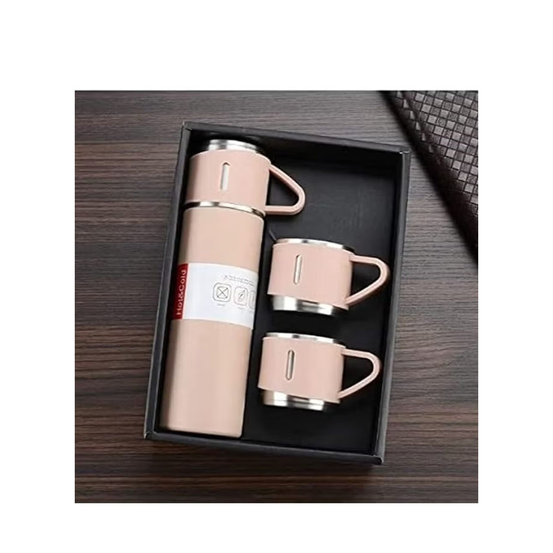 ترمس حراري مزدوج الجدار من الفولاذ مع كوبين