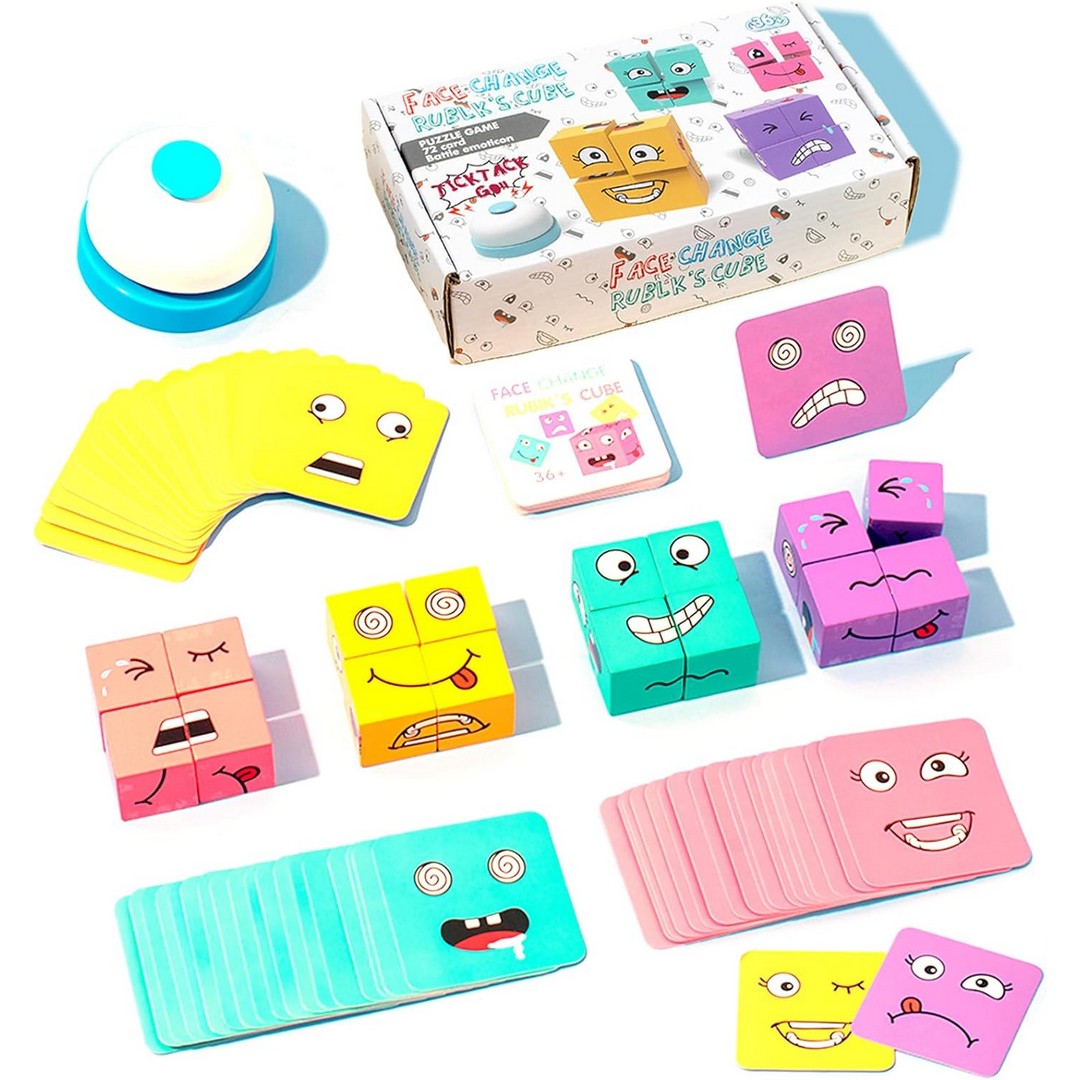 مكعبات تغيير الوجة التعليمية للأطفال - متعددة الألوان