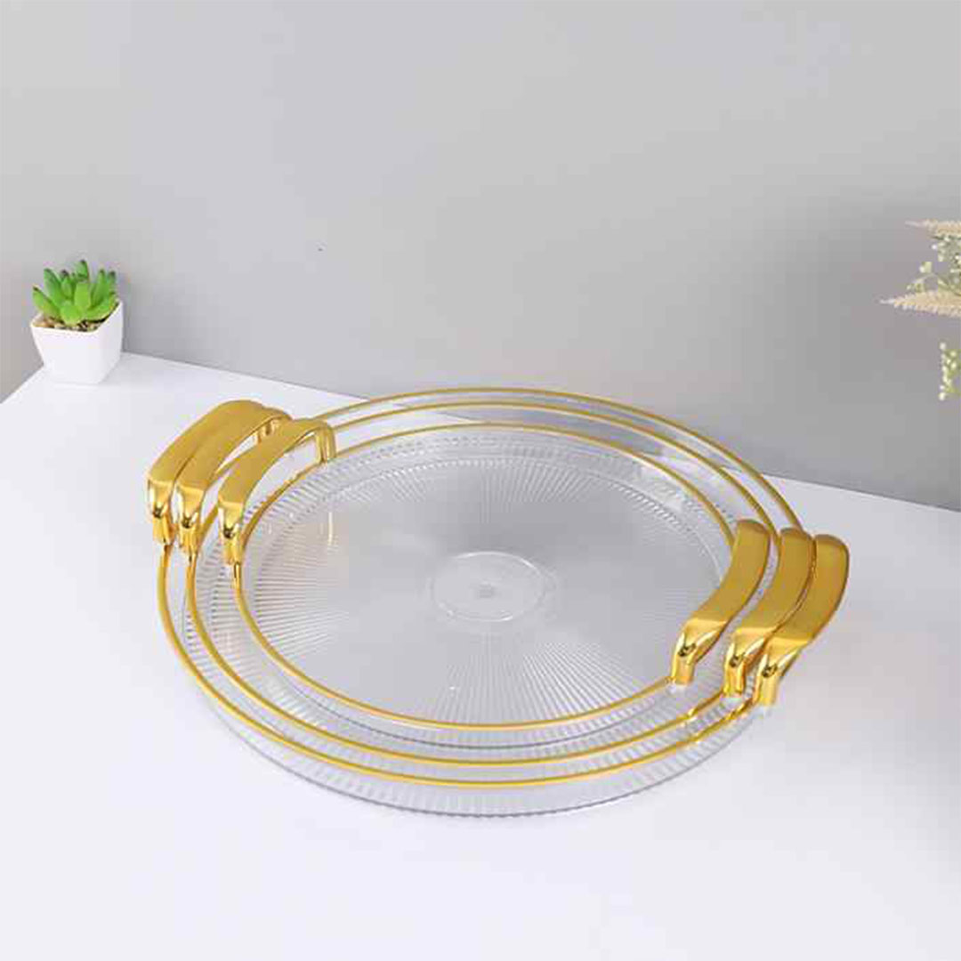 طقم صواني اكليرك 3 قطع مدور شفاف