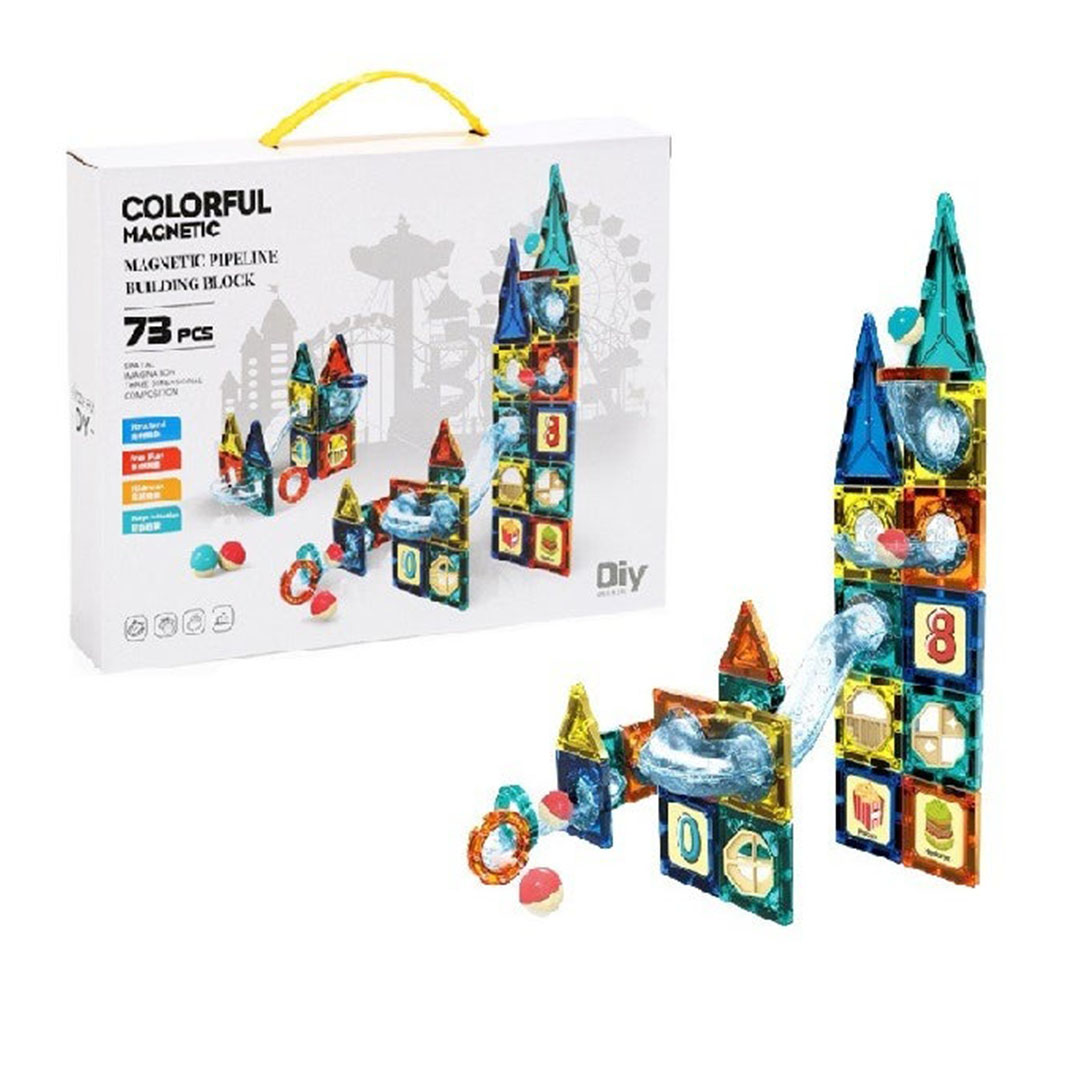 مجموعة العاب البناء المغناطيسية للأطفال - 73 قطعة
