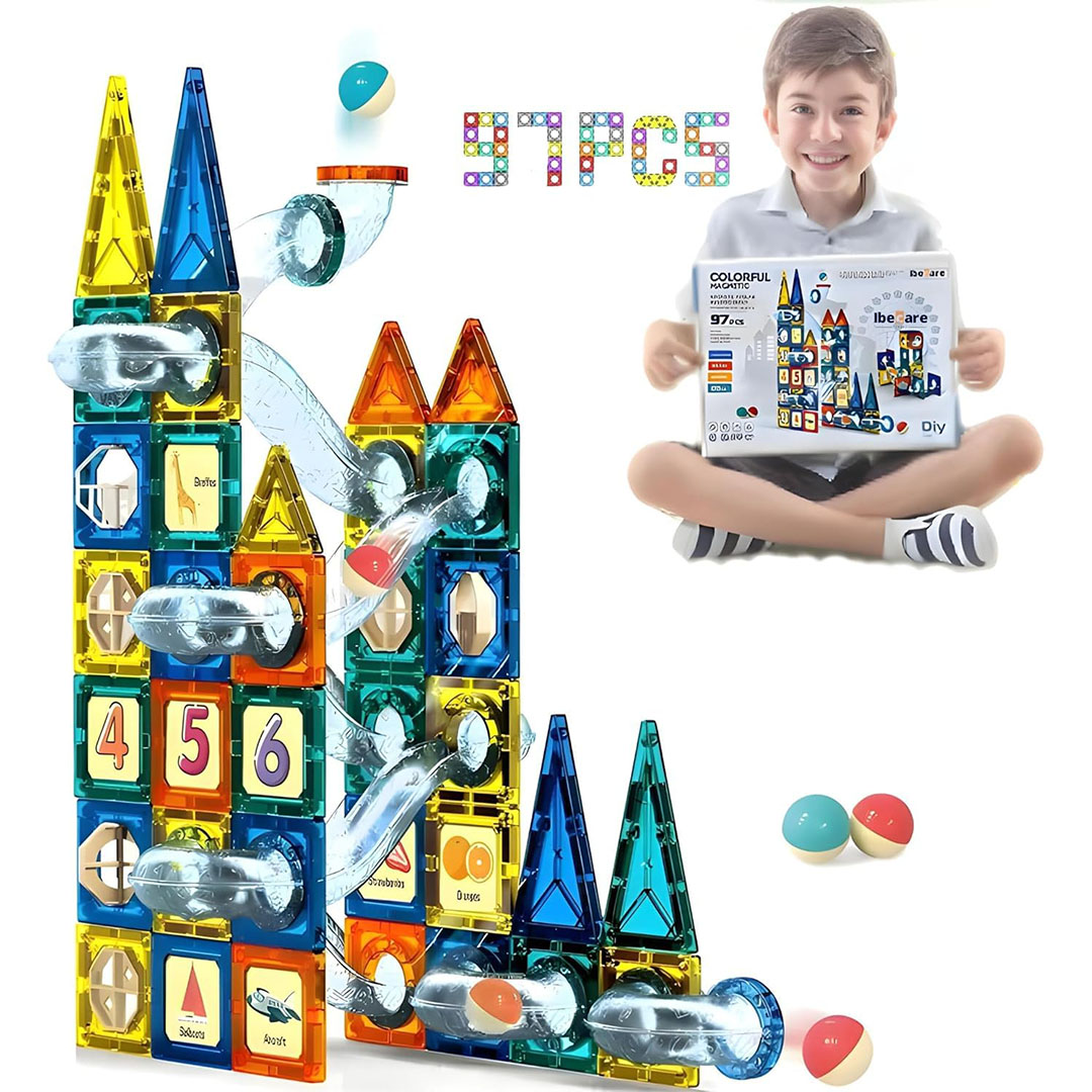 مجموعة العاب البناء المغناطيسية للأطفال - 97 قطعة