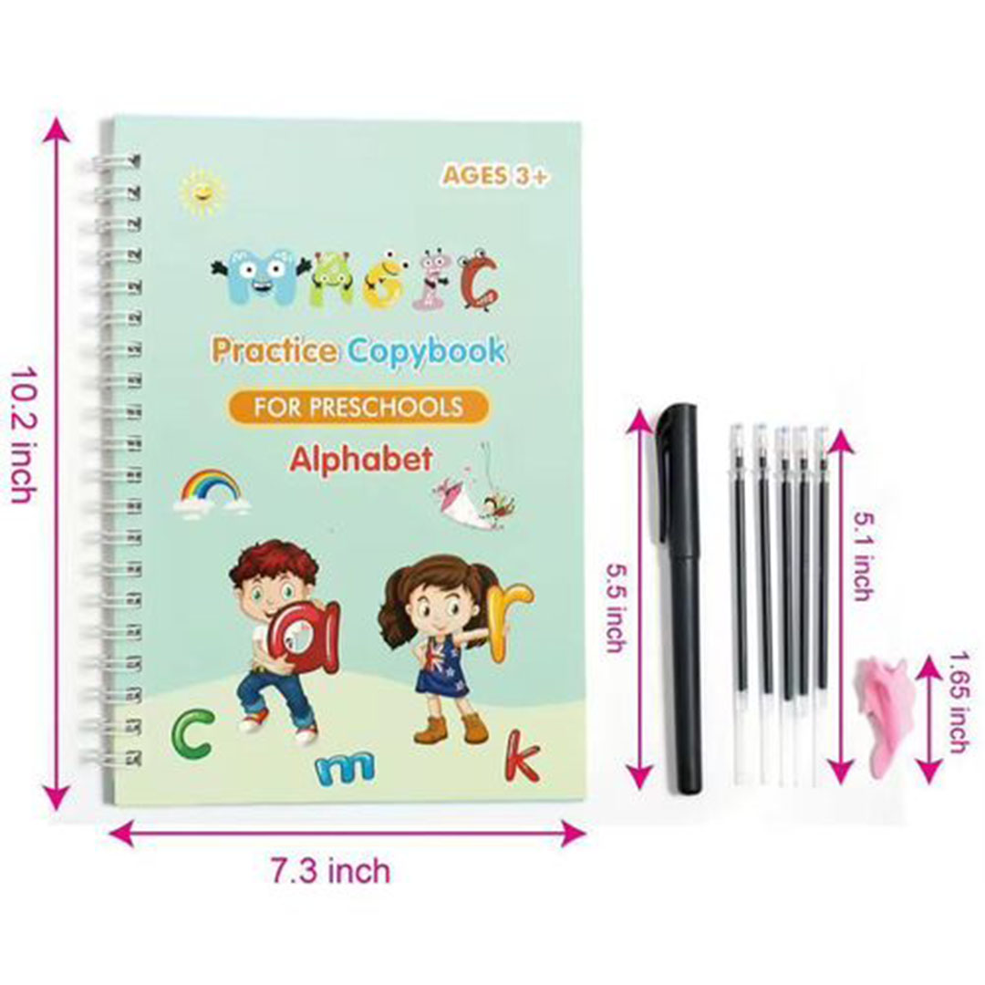 مجموعة كتب التدريب السحري للأطفال بالانجليزيه لتعلم الحروف و الأرقام و الحساب - 3 قطع