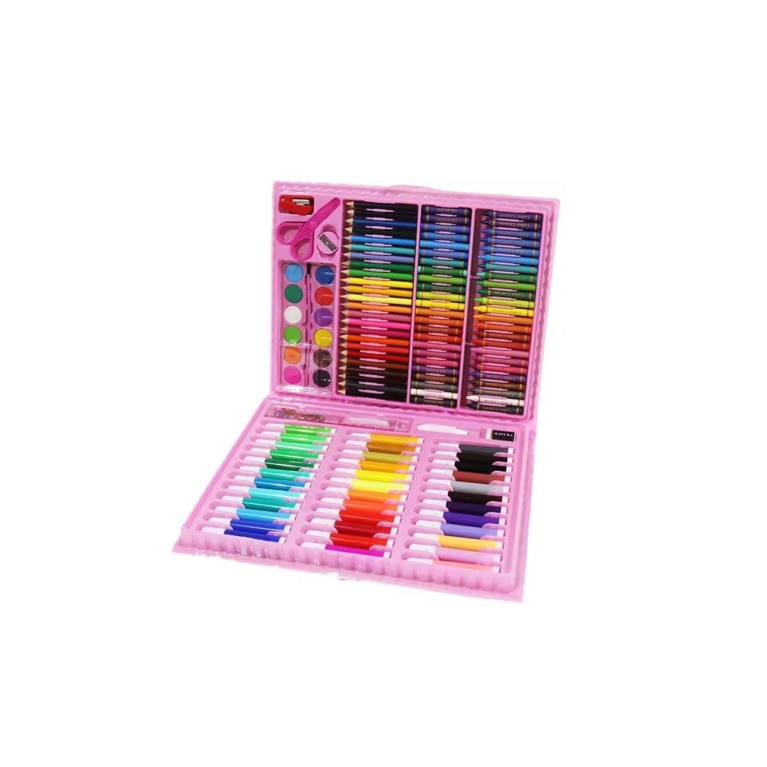 مجموعة تلوين للأطفال - 160 قطعة - بينك