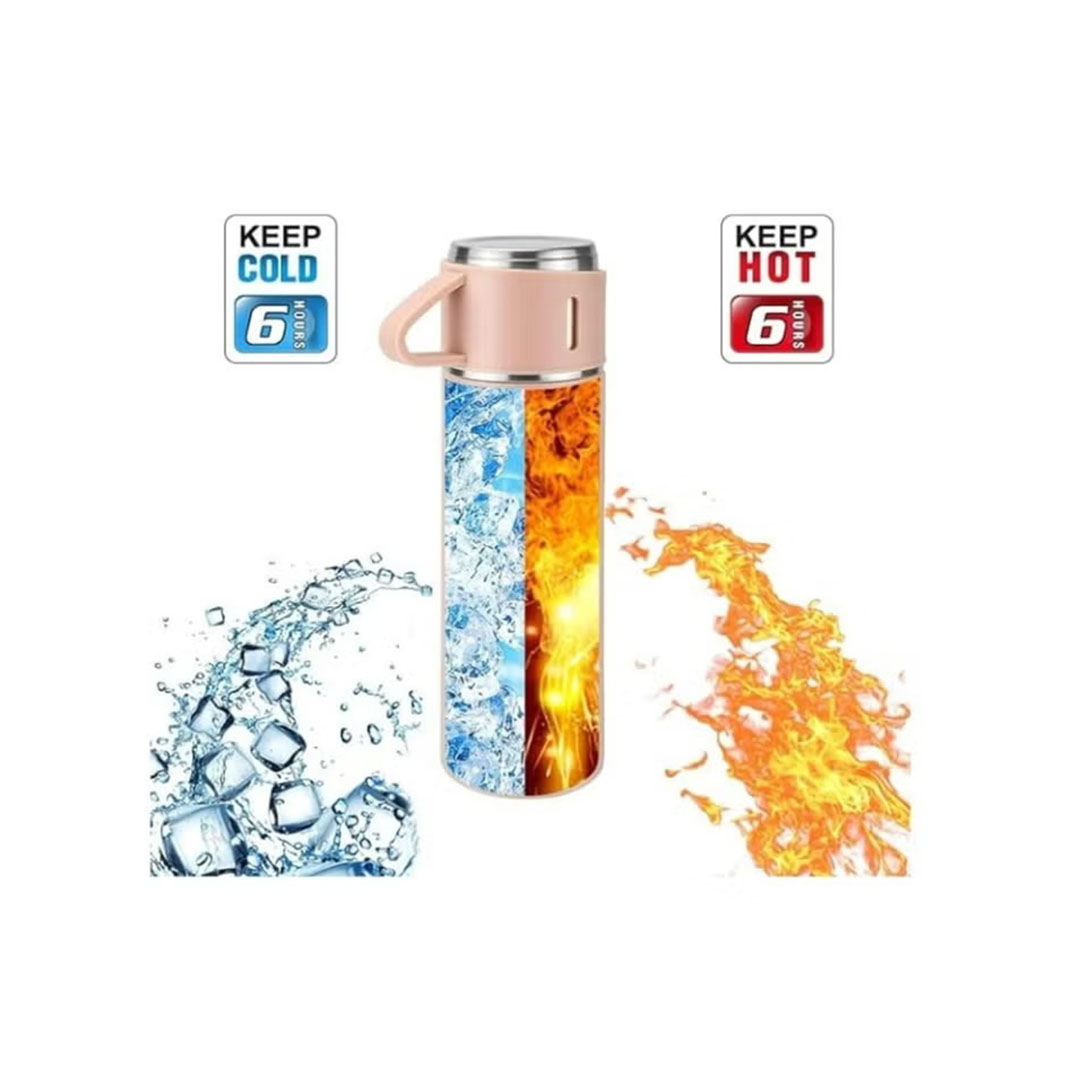 ترمس حراري مزدوج الجدار من الفولاذ مع كوبين