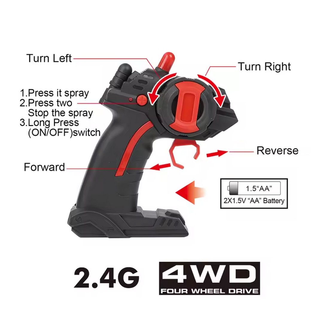 عربية لعبة تطلق دخان مع ريموت كنترول قابلة للشحن - أسود