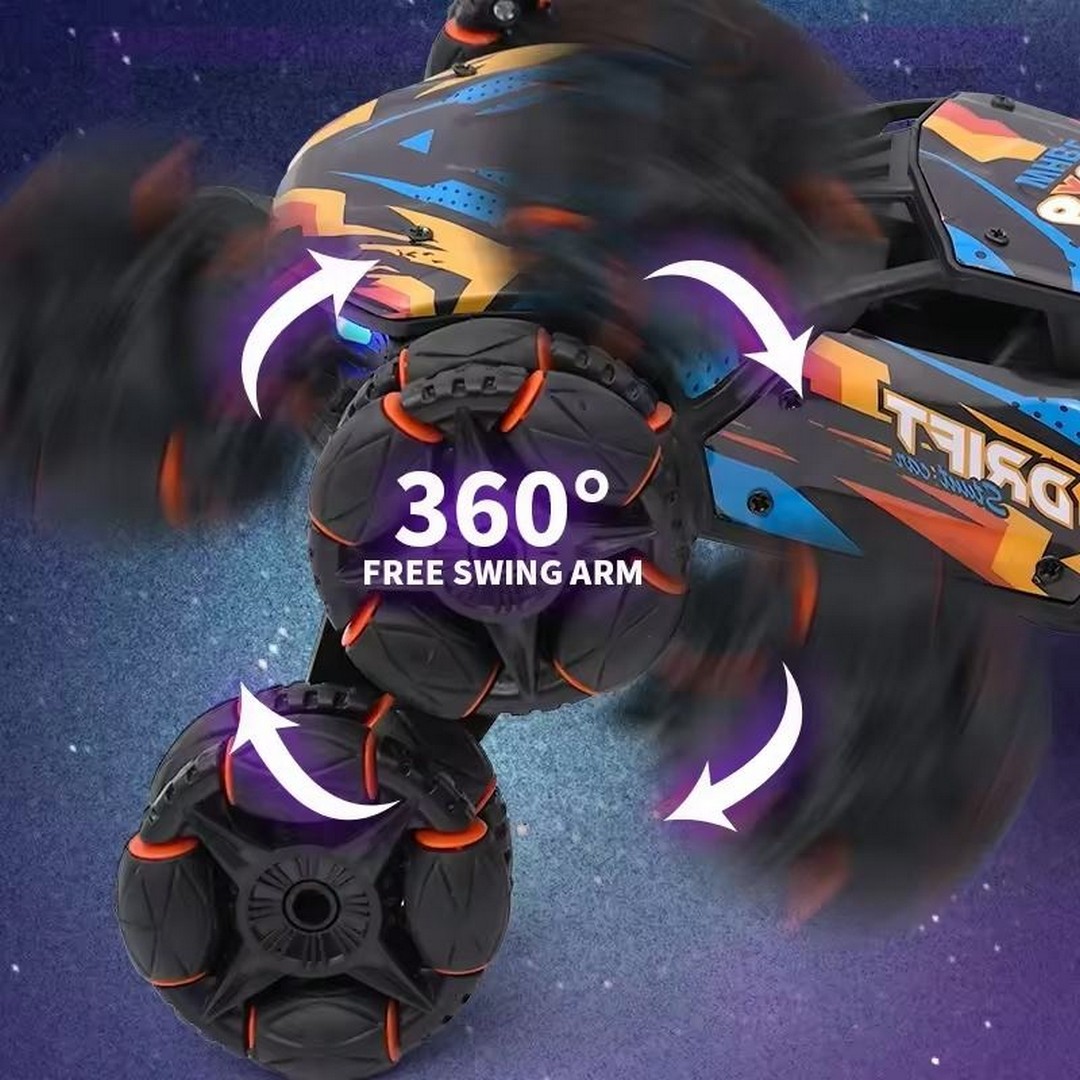 عربية لعبة تحكم عن بعد ثماني عجلات إضائه ليد - متعددة الألوان