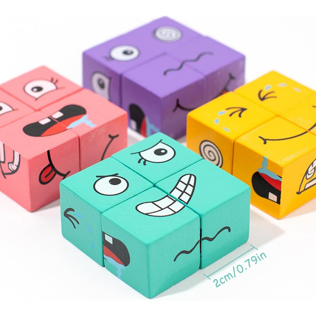 مكعبات تغيير الوجة التعليمية للأطفال - متعددة الألوان