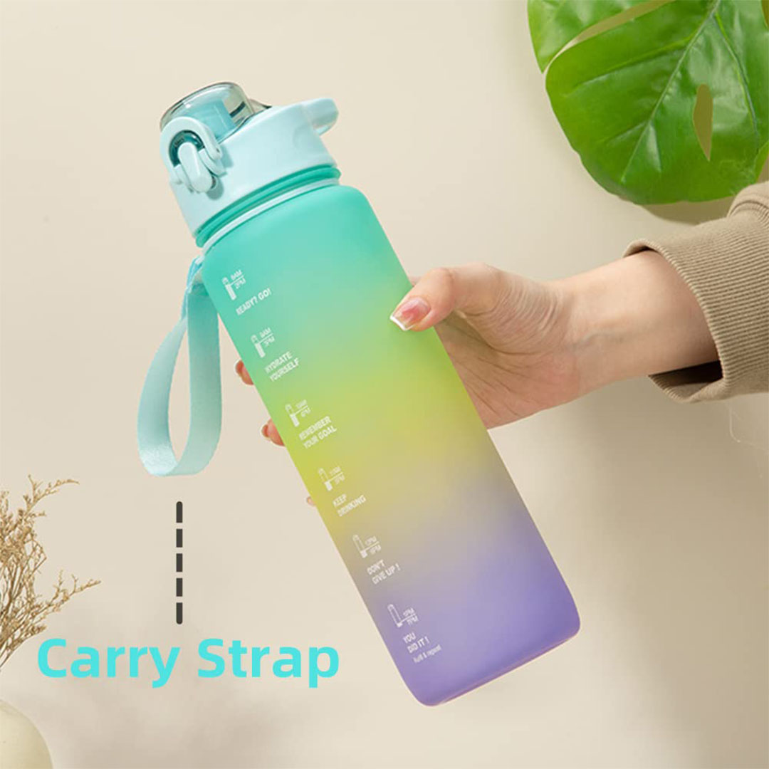 زجاجة مياه رياضية مع شفاطة - 1 لتر - متعددة الالوان