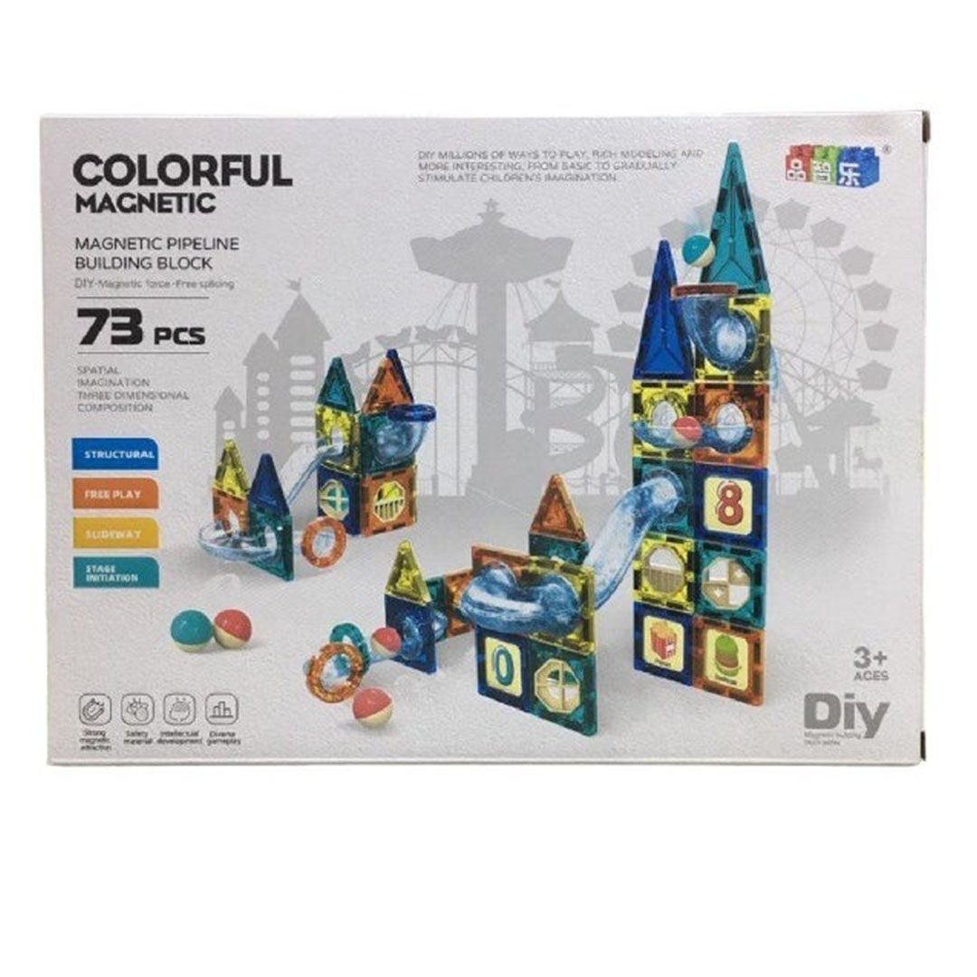 مجموعة العاب البناء المغناطيسية للأطفال - 73 قطعة