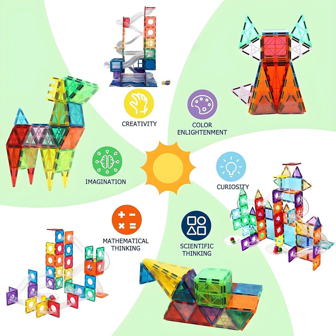 مجموعة العاب البناء المغناطيسية للأطفال - 97 قطعة
