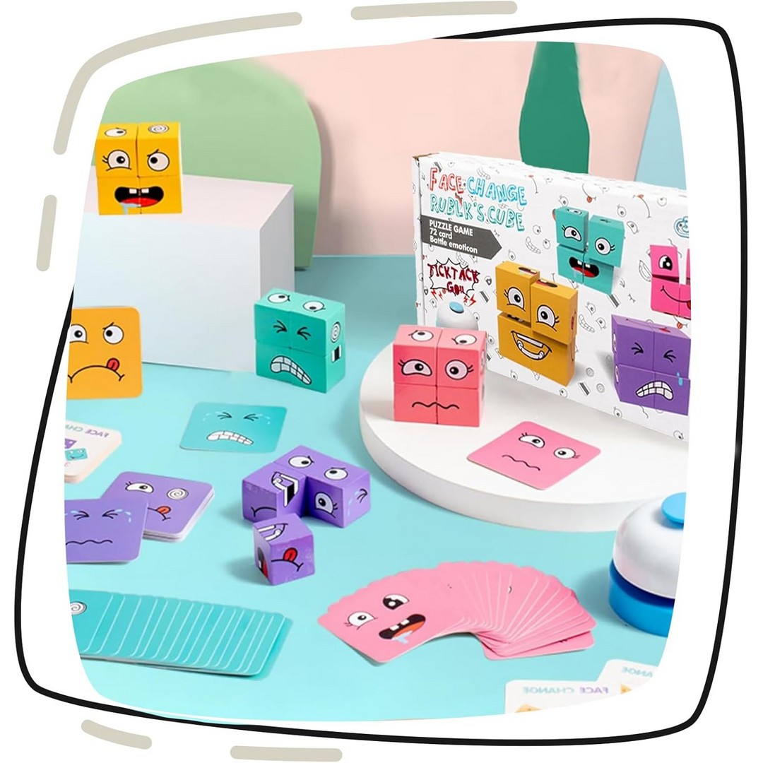مكعبات تغيير الوجة التعليمية للأطفال - متعددة الألوان