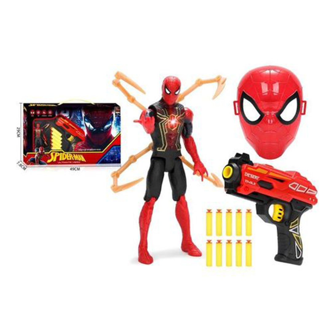 سيدرا مجموعة لعب Spider-Man – شخصية حركة + قناع + مسدس رصاص ناعم