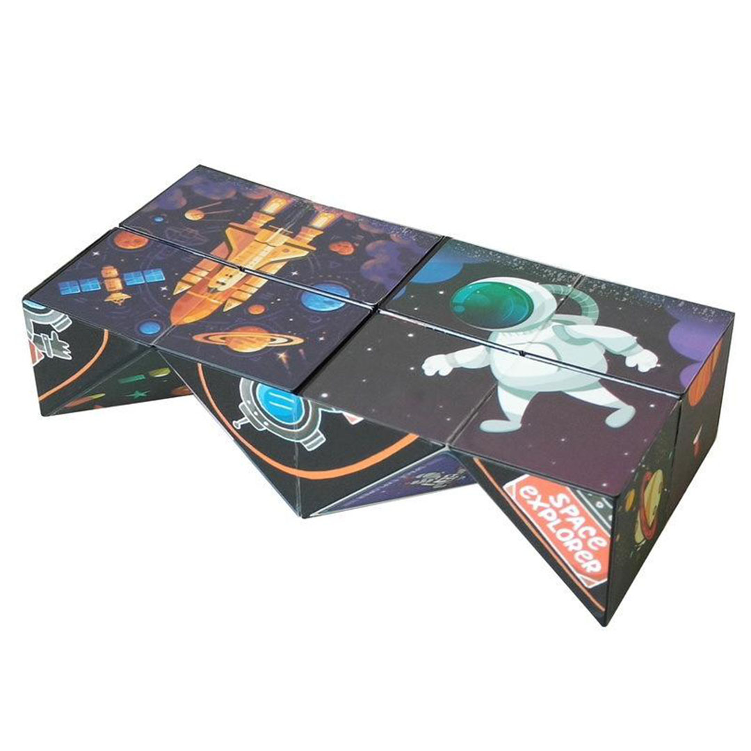 لعبة مكعبات سحرية بأشكال هندسية - متعدد الألوان