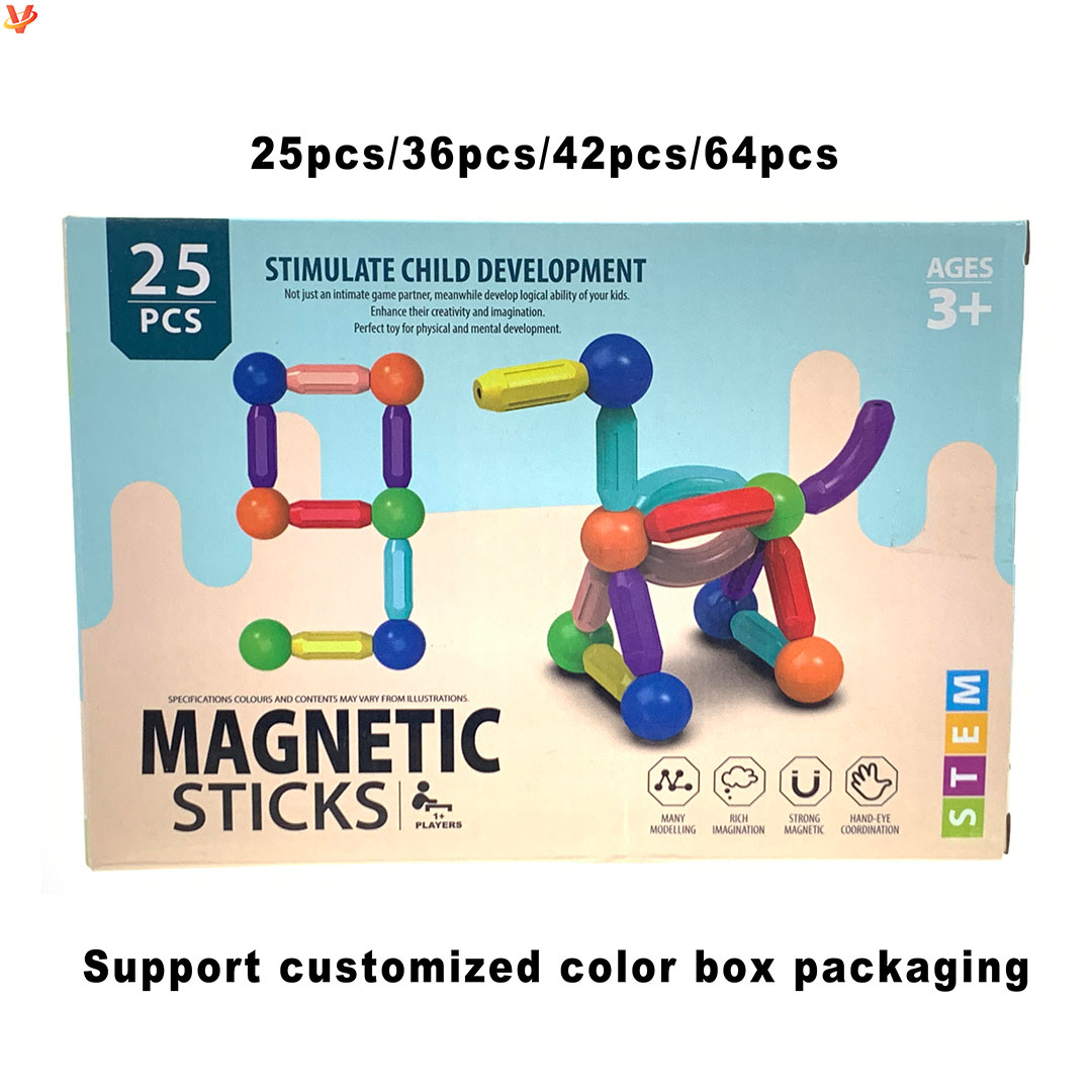 مجموعة مكعبات مغناطيسية - 25 قطعة - متعدد الألوان