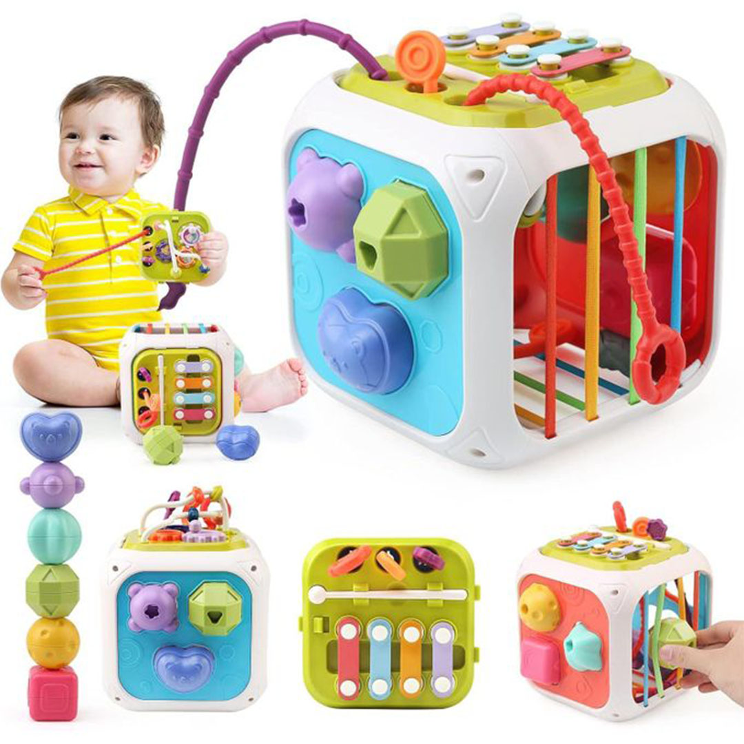 صندوق فرز الأشكال 7 في 1 - لعبة تعليمية متعددة الأنشطة