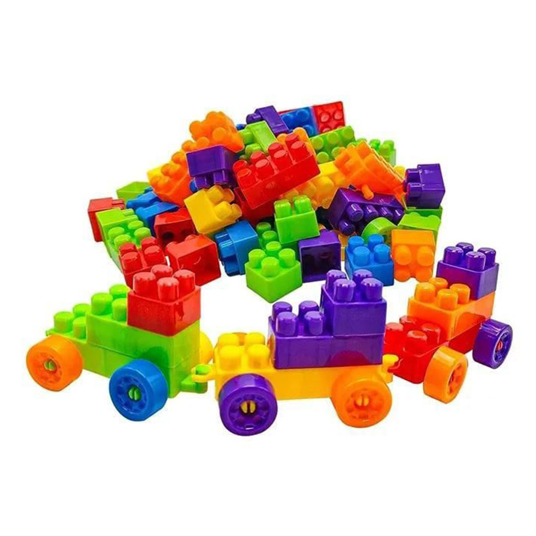 مجموعة مكعبات بناء مع صندوق تخزين شكل قطة - 125 قطعة