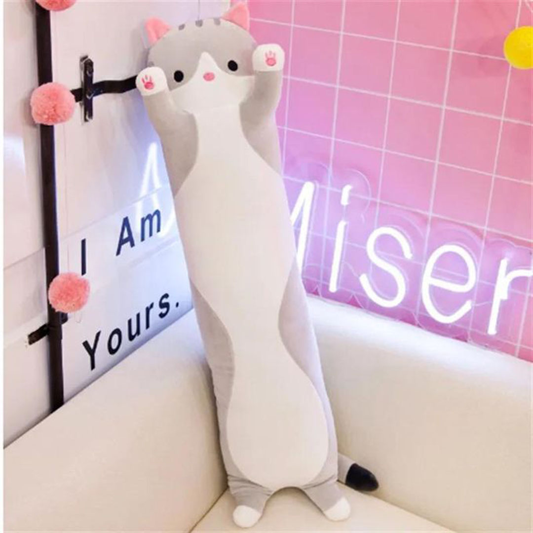 عروسة قطة محشية رمادي – 110 سم