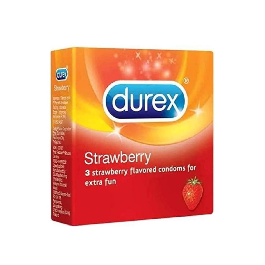 واقي ذكري ديوركس للرجال بنكهة الفراولة - 3 قطع