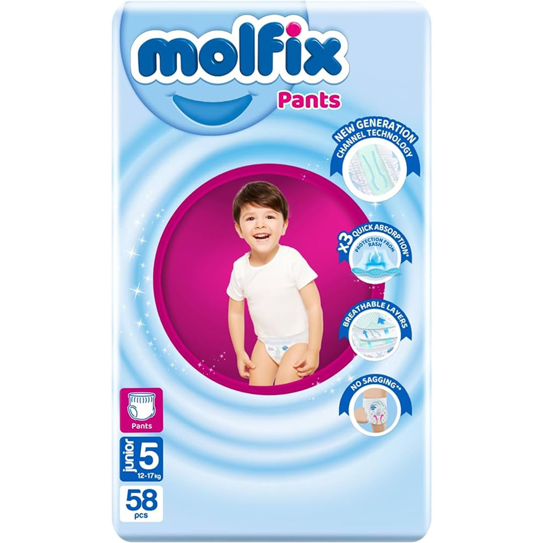 حفاضات مولفيكس بانتس أطفال جونيور مقاس 5 - 58 قطعة