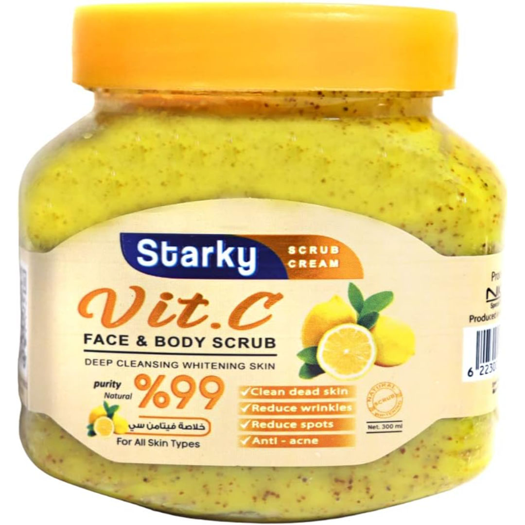 ستاركي مقشر للوجه والجسم لتنظيف البشرة بعمق مع فيتامين سي لجميع انواع البشرة - 300 مل