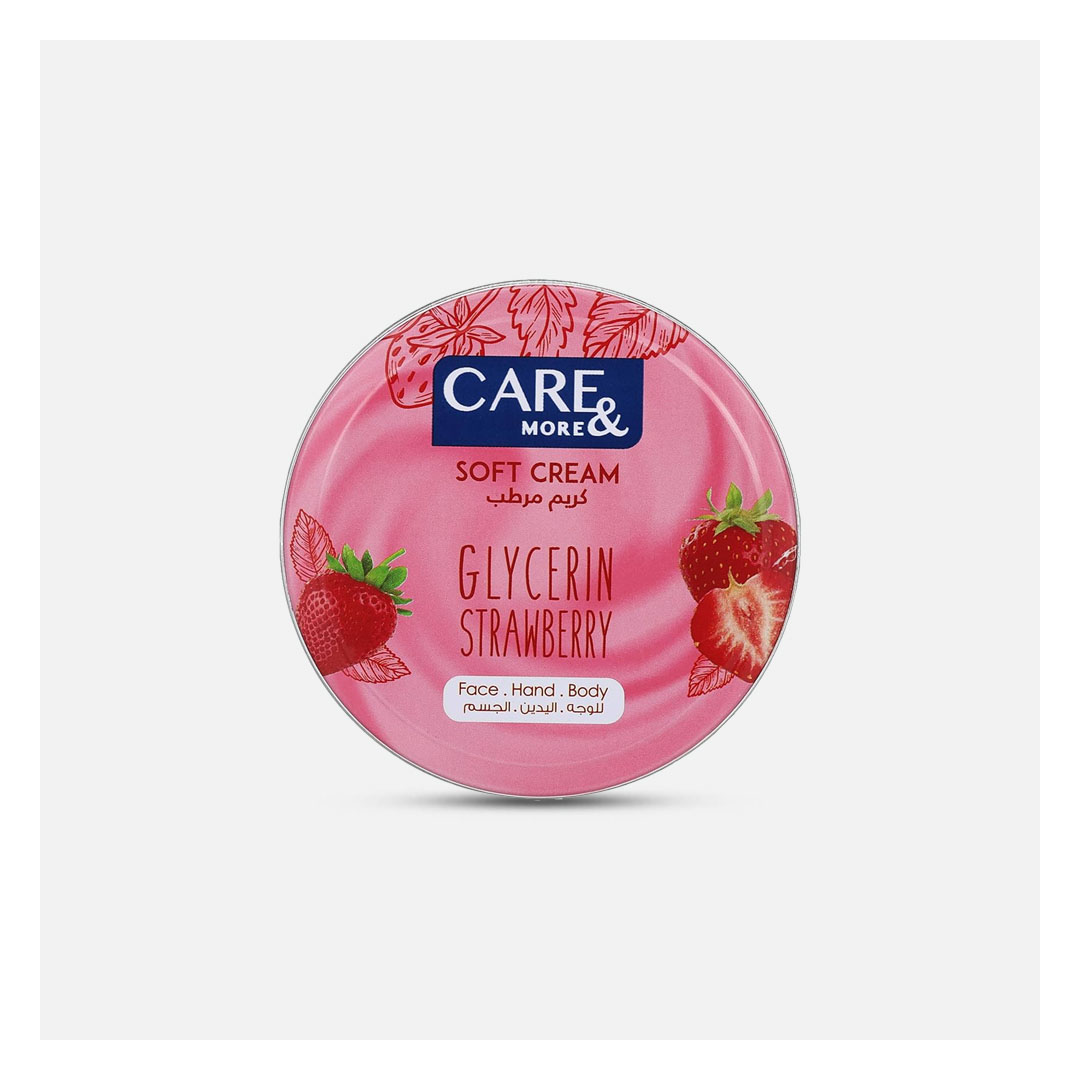 سوفت كريم مرطب للبشرة الجافة بالجلسرين والفراولة كير أند مور - 75 مللي
