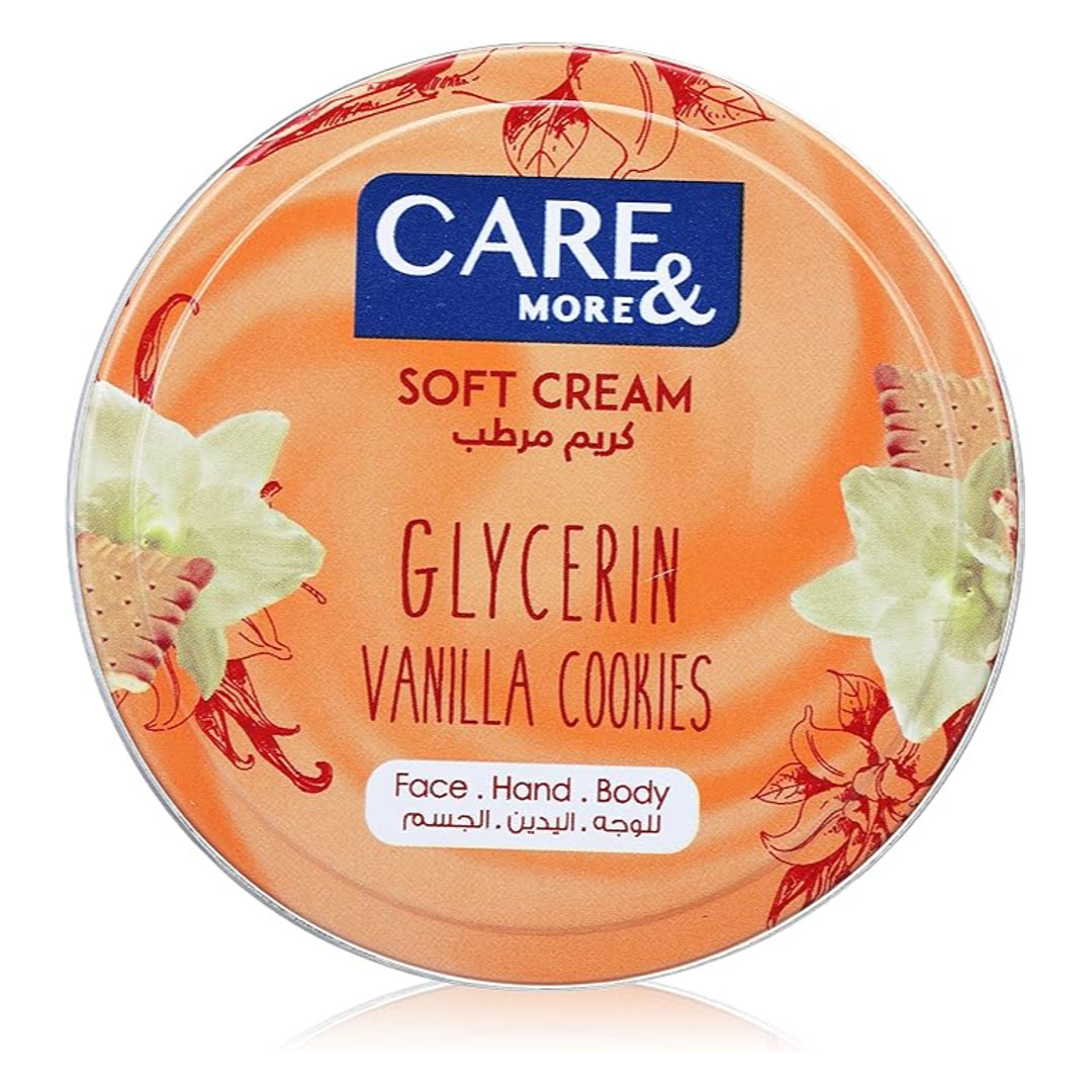 سوفت كريم مرطب للبشرة الجافة بالجلسرين والفانيليا والكوكيز كير أند مور - 125 مللي