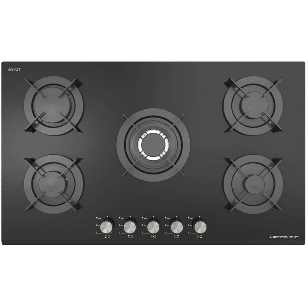 بوتجاز بيلت إن إيكوماتيك غاز 70 سم 5 شعلة – كريستال أسود S707RC