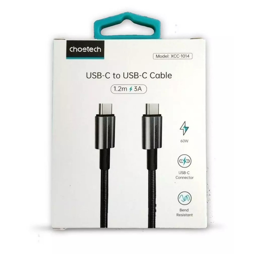 كابل تشوتيك - تايب سي - شحن سريع PD 60W - أسود - 1.2 متر - CHT-XCC-1014-BK