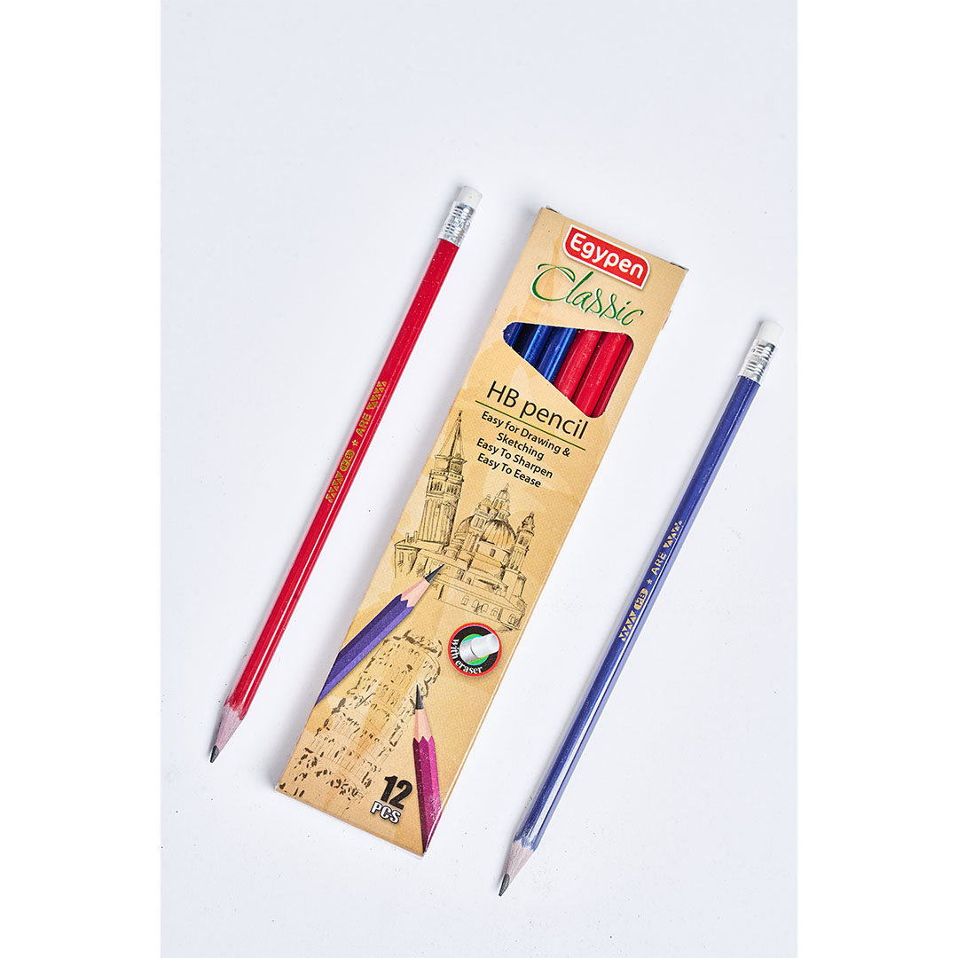 علبة قلم رصاص كلاسيك باستيكة - علبة 12 قلم