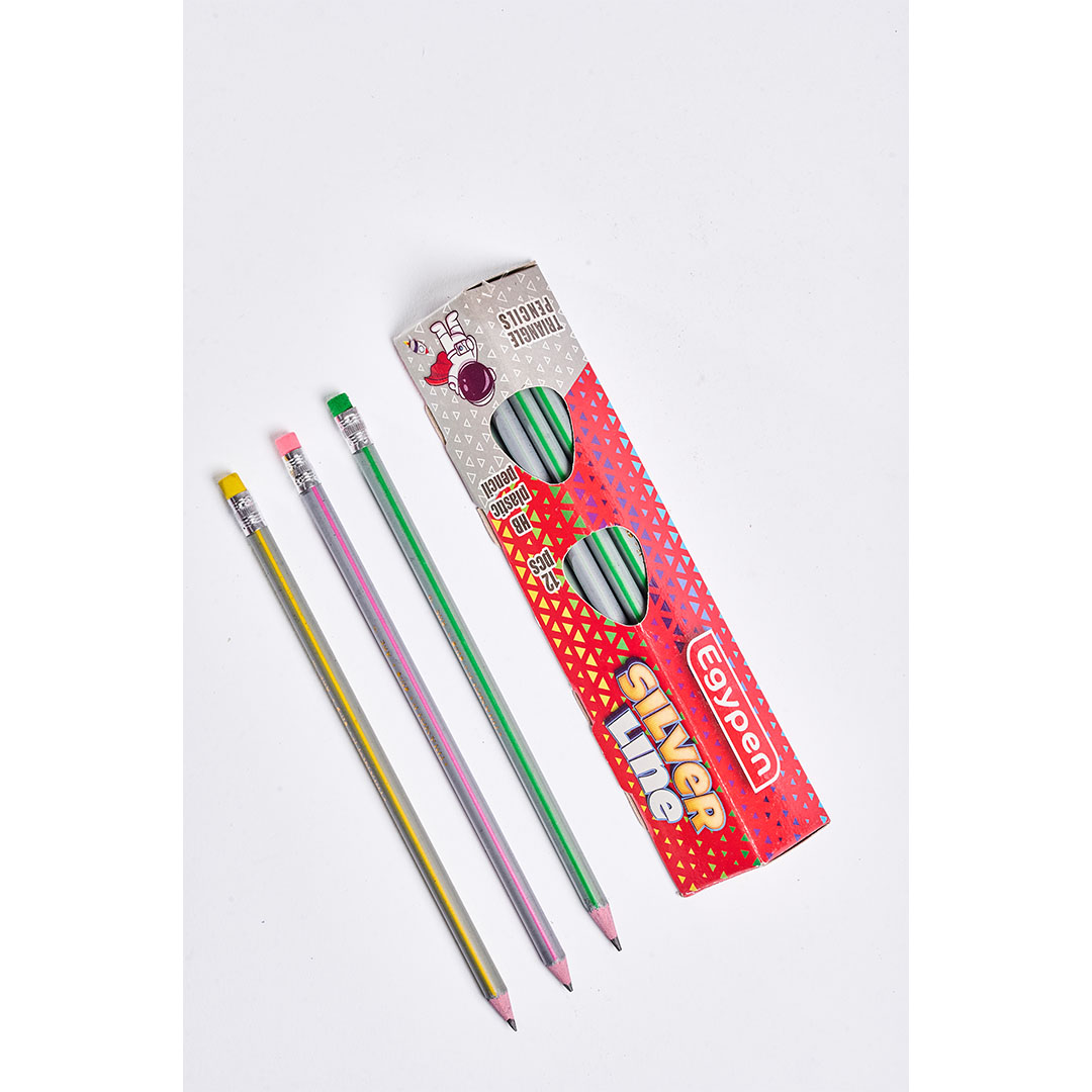 علبة قلم رصاص ايجى بن سيلفر لاين باستيكة - علبة 12 قلم