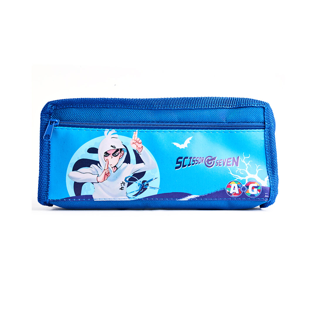 مقلمة 2 سوستة شكل كارتون - لبني في أزرق - AG- 412