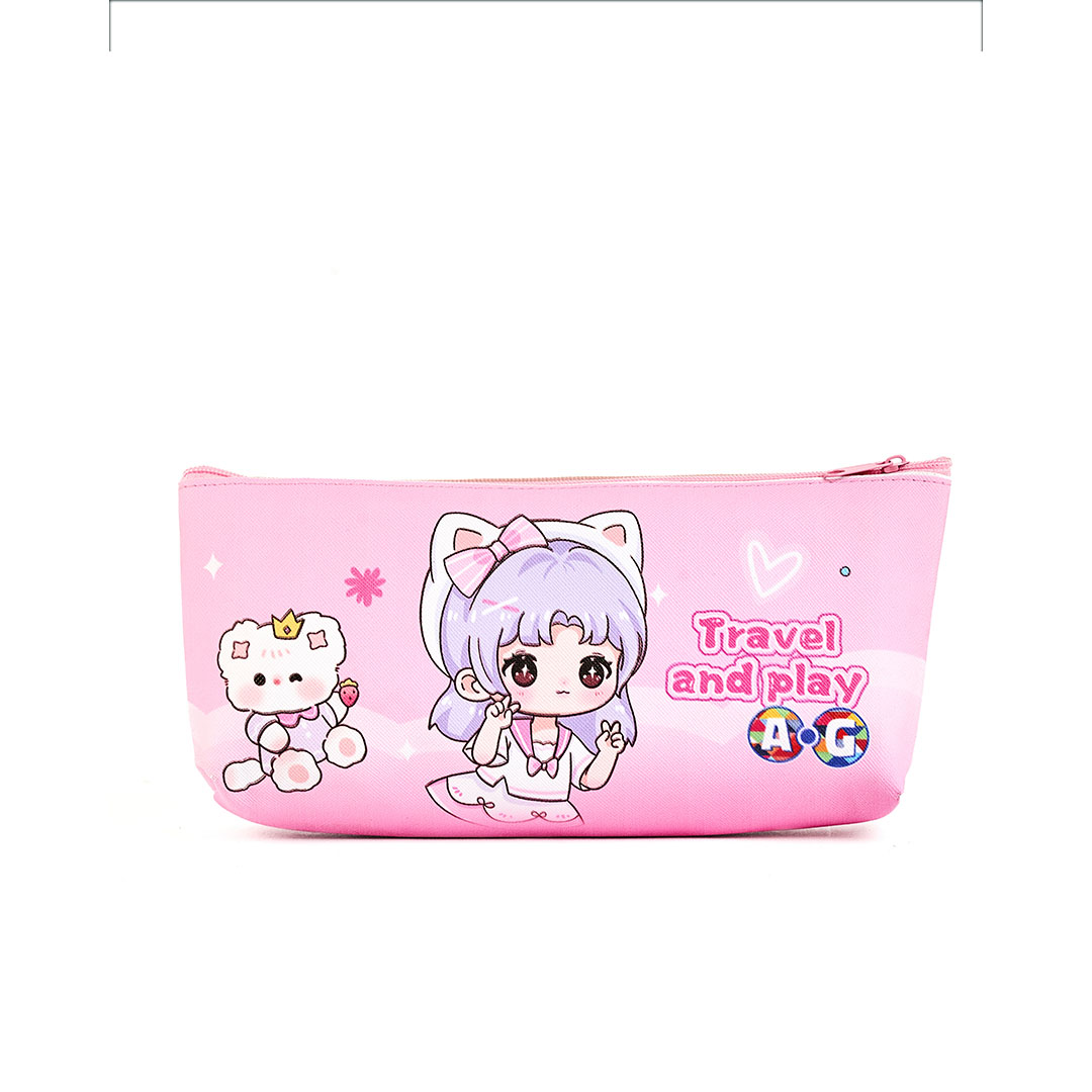 مقلمة بناتى مطبوعة - 1 سوستة - بينك - AG-462