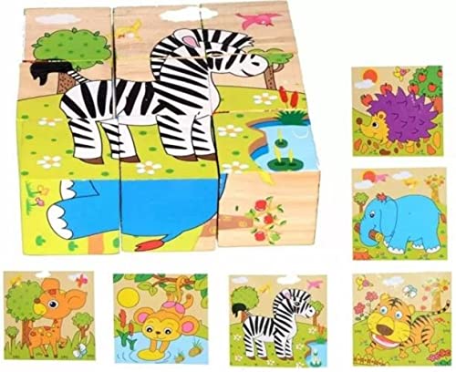 لعبة مكعبات تعليمية خشبية ثلاثي الأبعاد - حيوانات