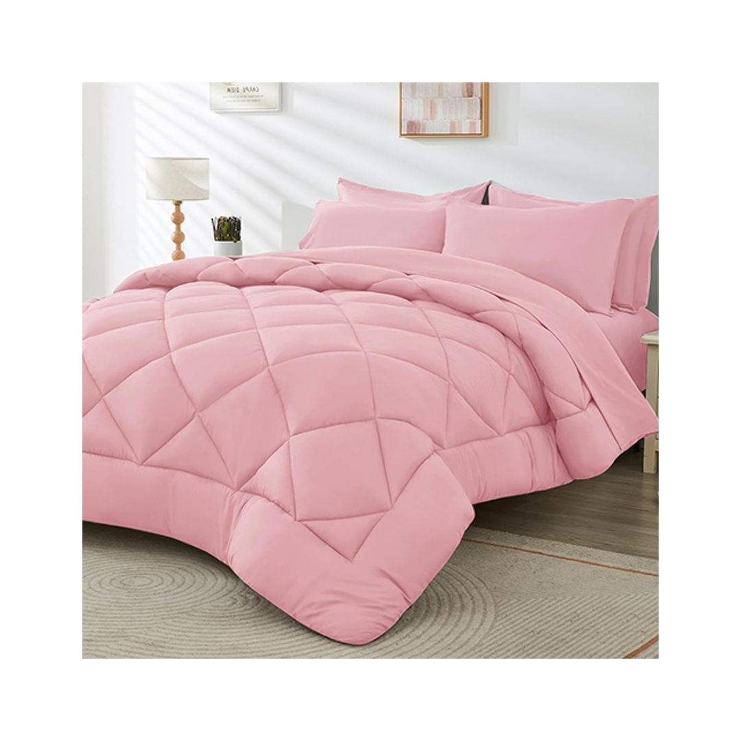 لحاف شتوي سادة - 220/235 سم - بينك