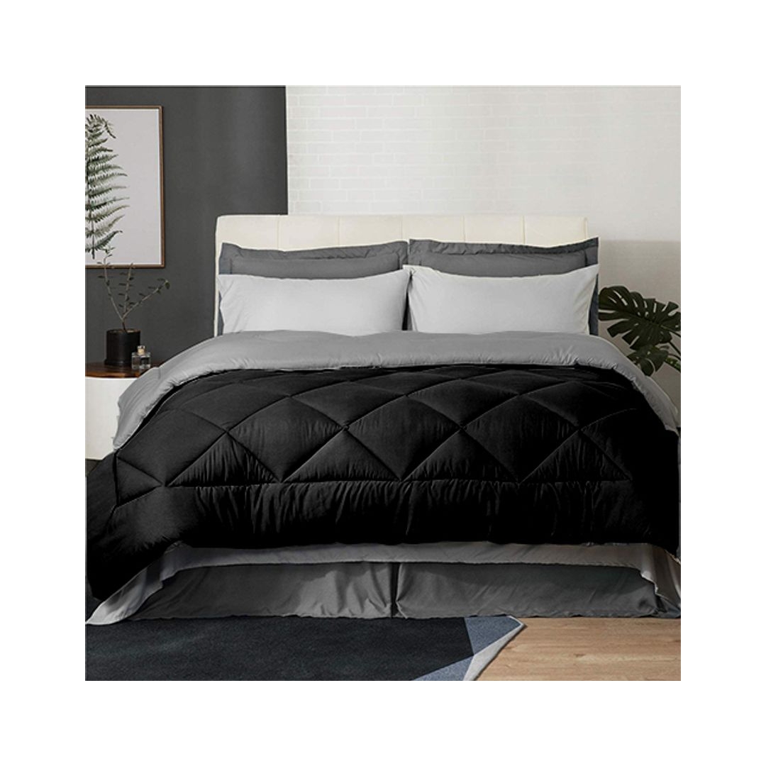 لحاف شتوي دبل فيس - 220/235 سم - جراى/ بلاك