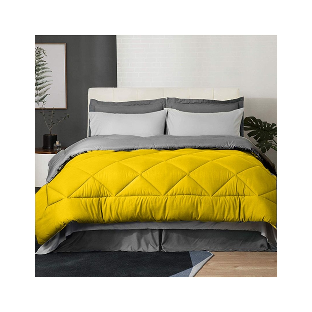 لحاف شتوي دبل فيس - 160/235 سم - جراى/ يلو