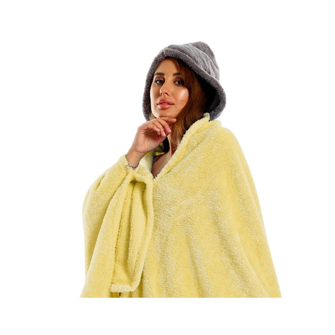 طقم دفاية للارتداء الشخصي - 3 قطع - أصفر/رمادي - 110*130 سم