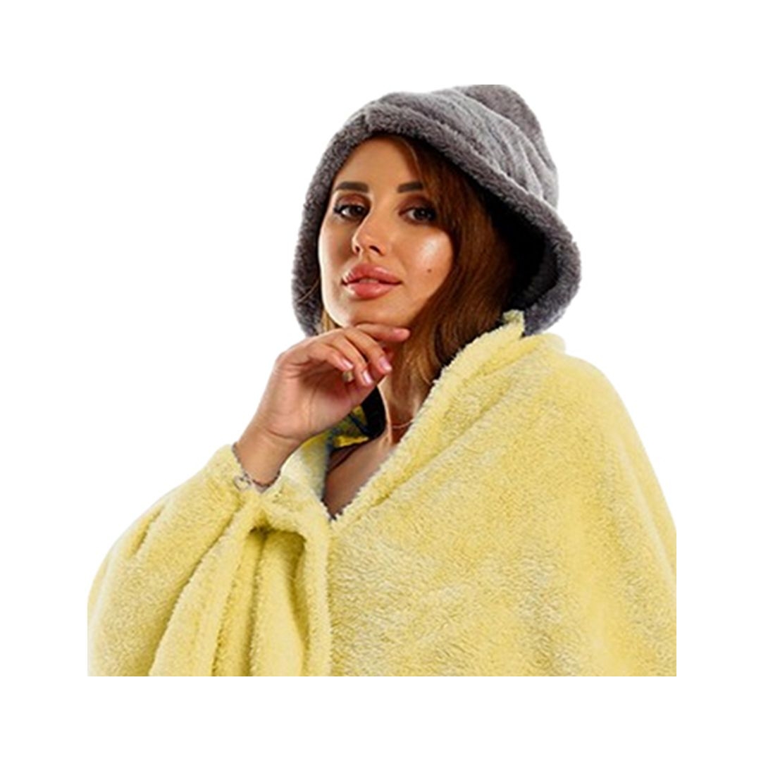 طقم دفاية قابله للارتداء الشخصي - قطعتين - أصفر/رمادي - 110*130 سم