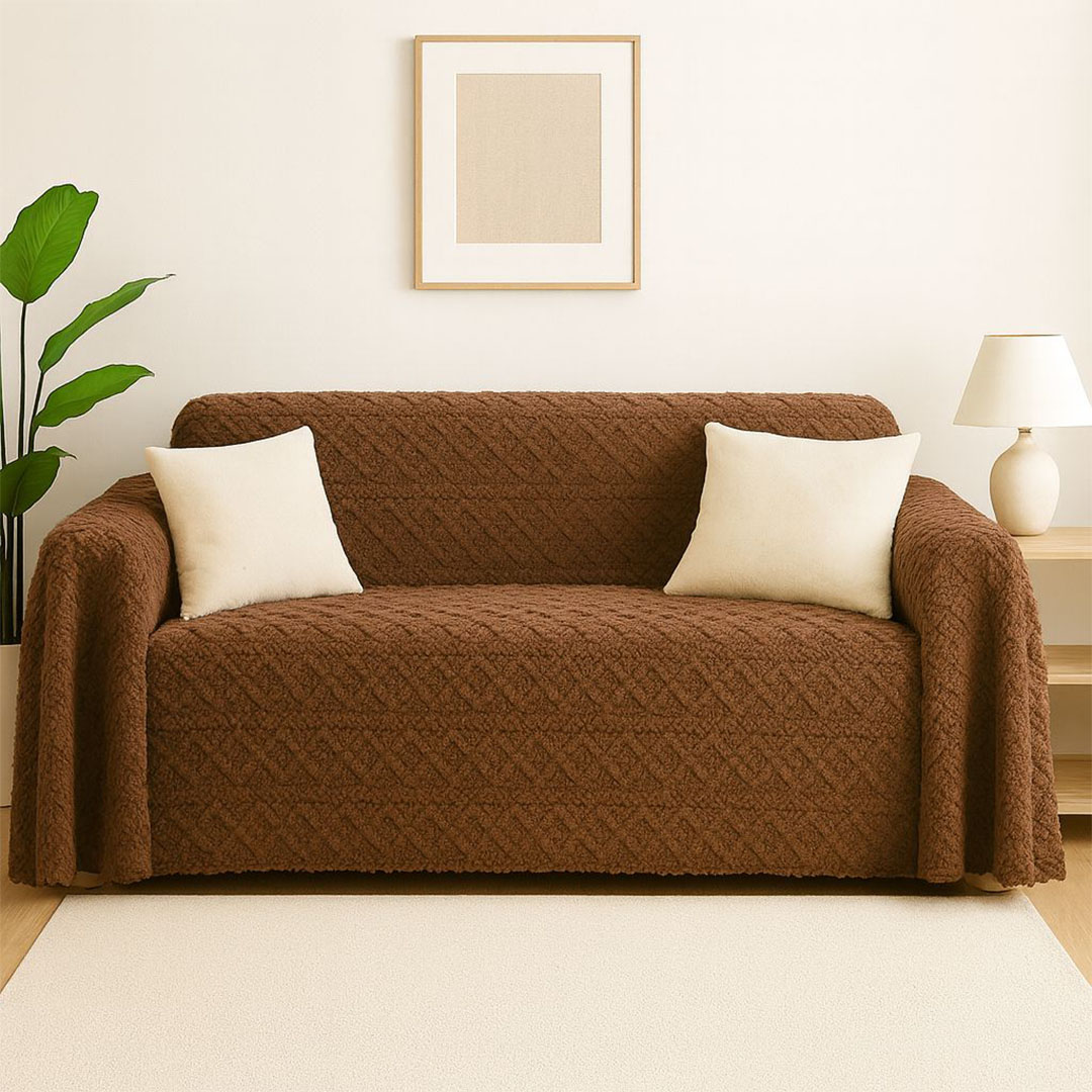 غطاء كنبه جاكار - 260*180 سم - بني