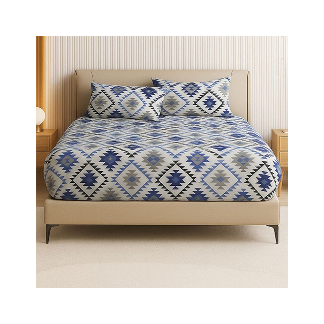 طقم ملاية سرير بأستيك مع غطاء مخدة - 100/200 سم - تصميم كوادرا