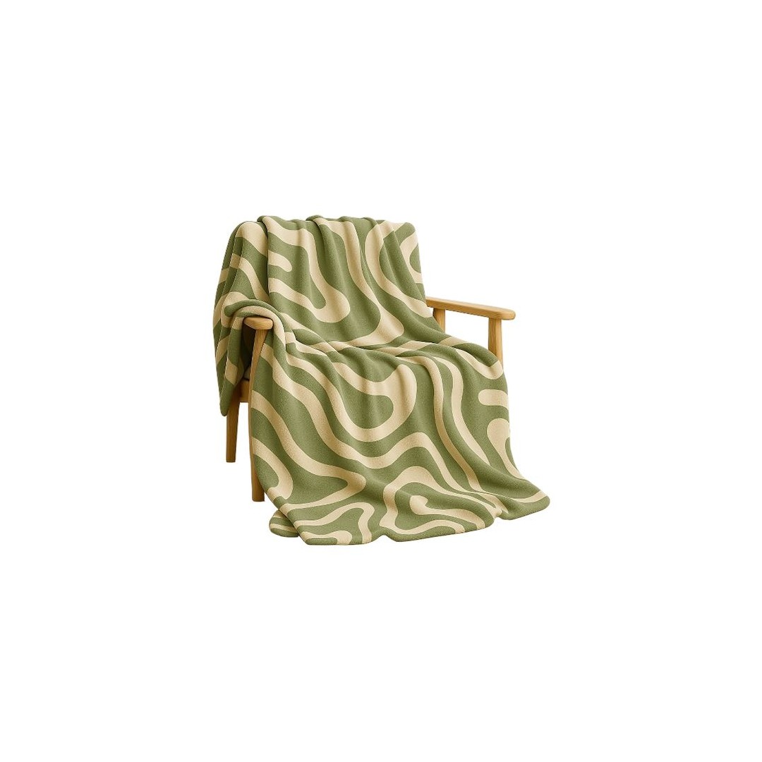 سنوز بطانيه خفيفه وجهين 130 * 180 سم - تصميم ويڤز أخضر غامق